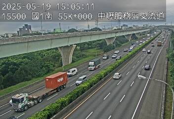 國道1號 南下 55K+000 機場系統交流道到中壢服務區 距離0.1公里 氣溫26.5度
