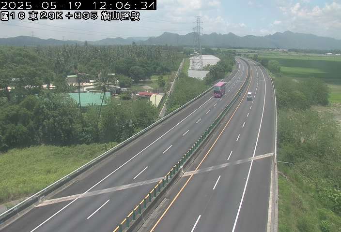 國道10號 東向 29K+895 里港交流道到旗山端 距離3.1公里 氣溫33.3度